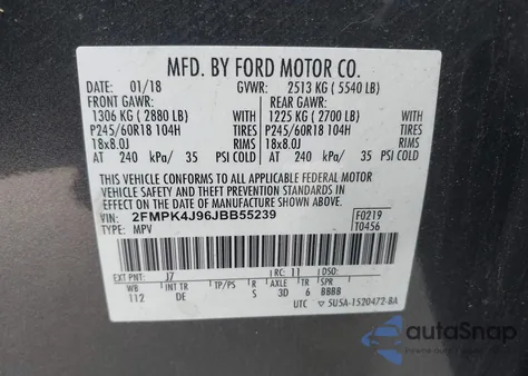 2018 Ford Edge Sel из США, поврежденный, VIN 2FMPK4J96JBB55239